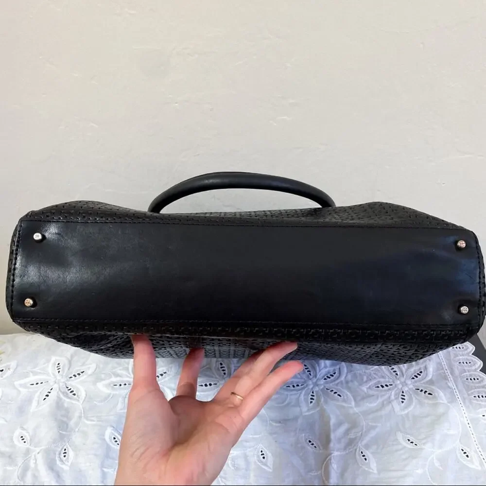 Kate Spade Black Leather Laser Cut‎ Tote Bag